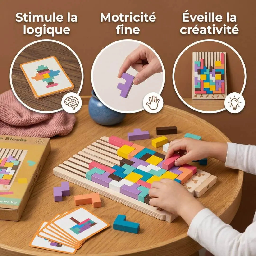 Puzzle 3D Bois – Jeu Éducatif Montessori Enfant dès 3 ans
