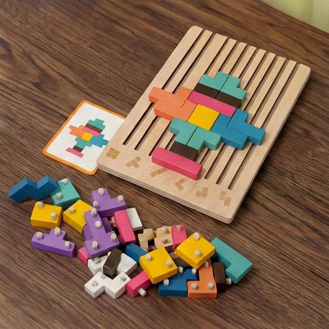 Puzzle 3D Bois – Jeu Éducatif Montessori Enfant dès 3 ans