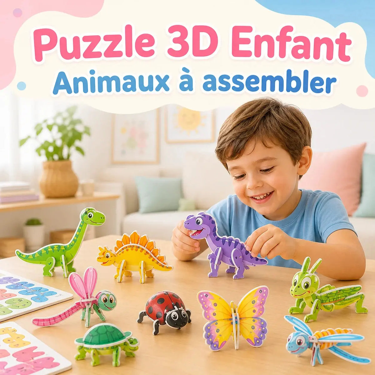 Puzzle 3D Enfant - Animaux & Dinosaures en Mousse