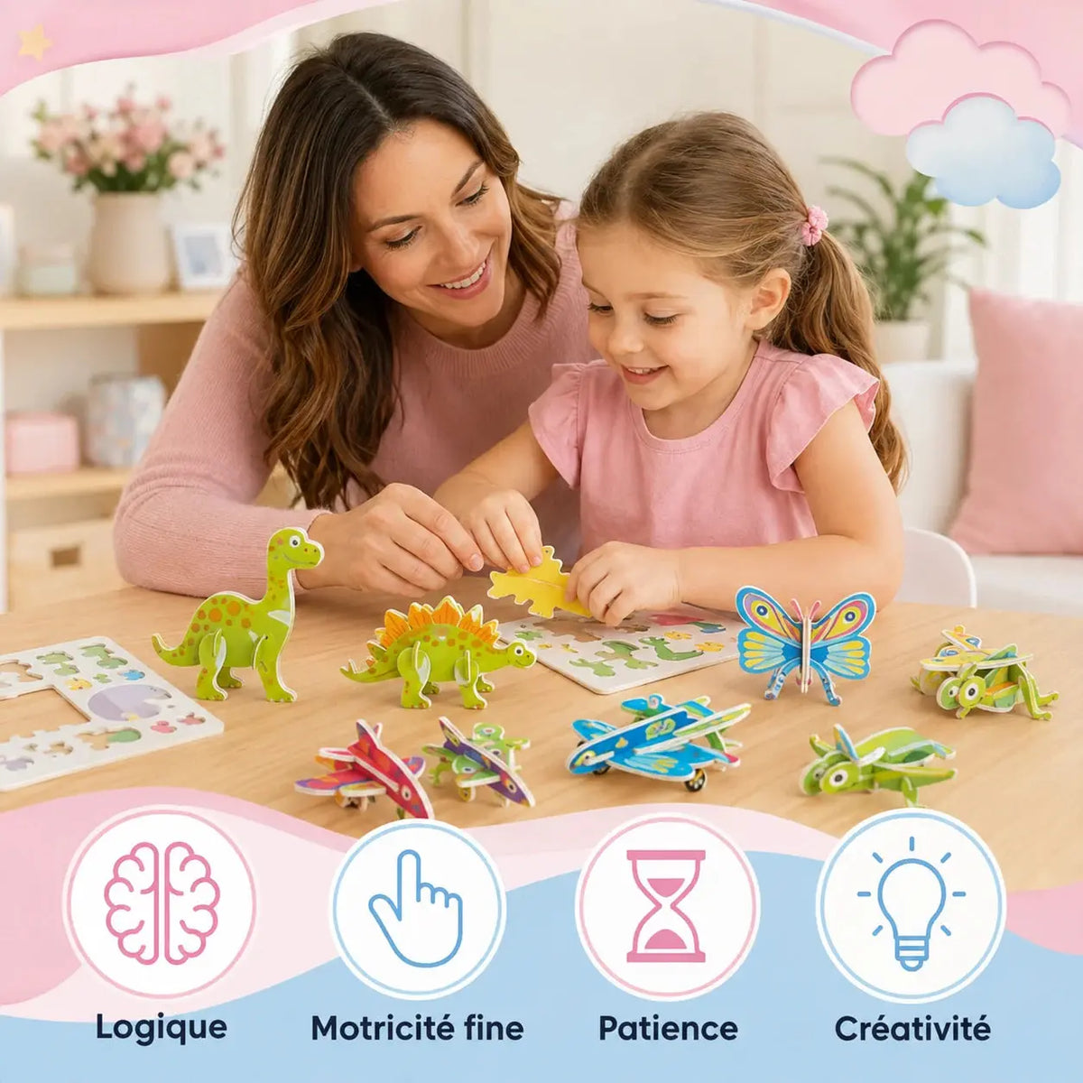 Puzzle 3D Enfant - Animaux & Dinosaures en Mousse