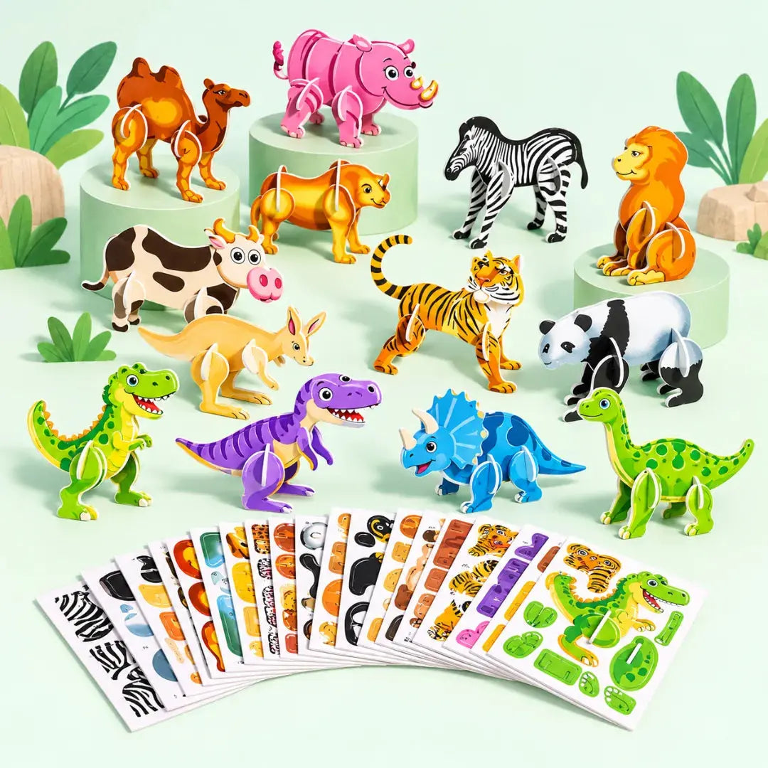 Puzzle 3D Enfant - Animaux & Dinosaures en Mousse