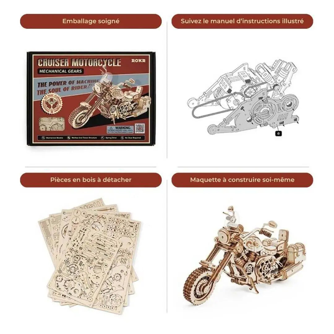 Puzzle 3D Moto en Bois Cruiser - RiderSpirit