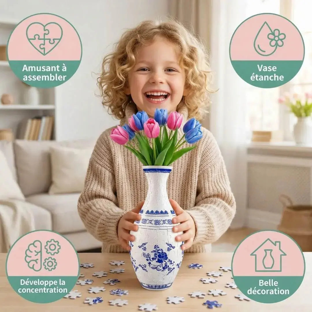 Puzzle 3D Vase – 160 Pièces Incurvées & Vase Fonctionnel