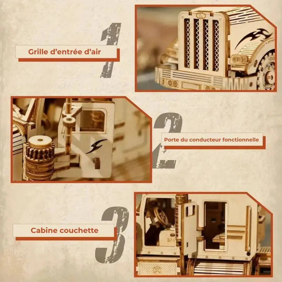 Puzzle 3D en Bois Camion Américain - PowerTruck