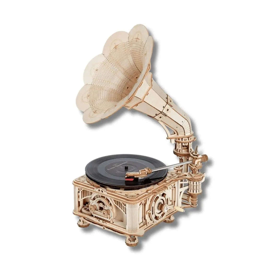 Puzzle 3D en Bois Gramophone Vintage – RetroGear