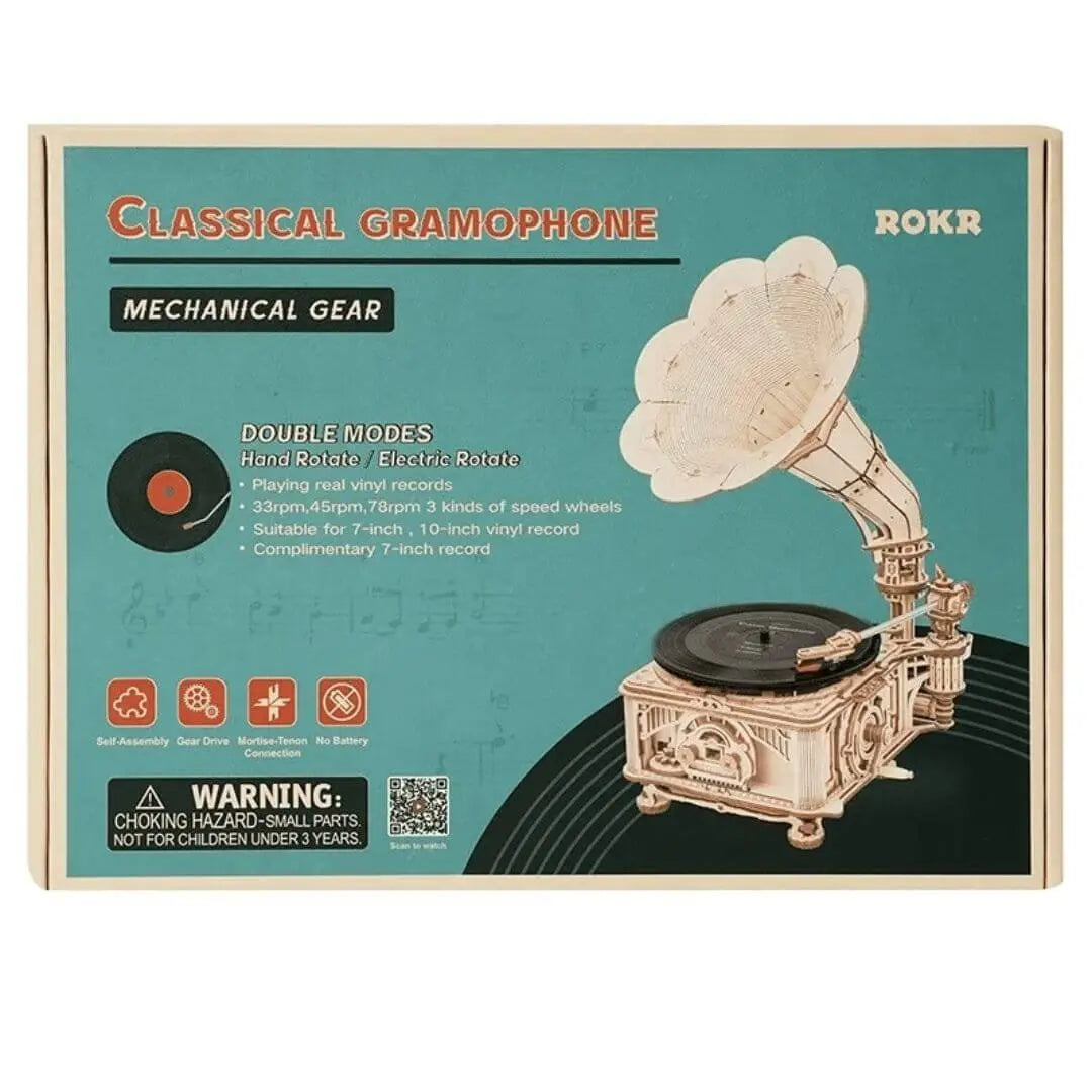Puzzle 3D en Bois Gramophone Vintage – RetroGear