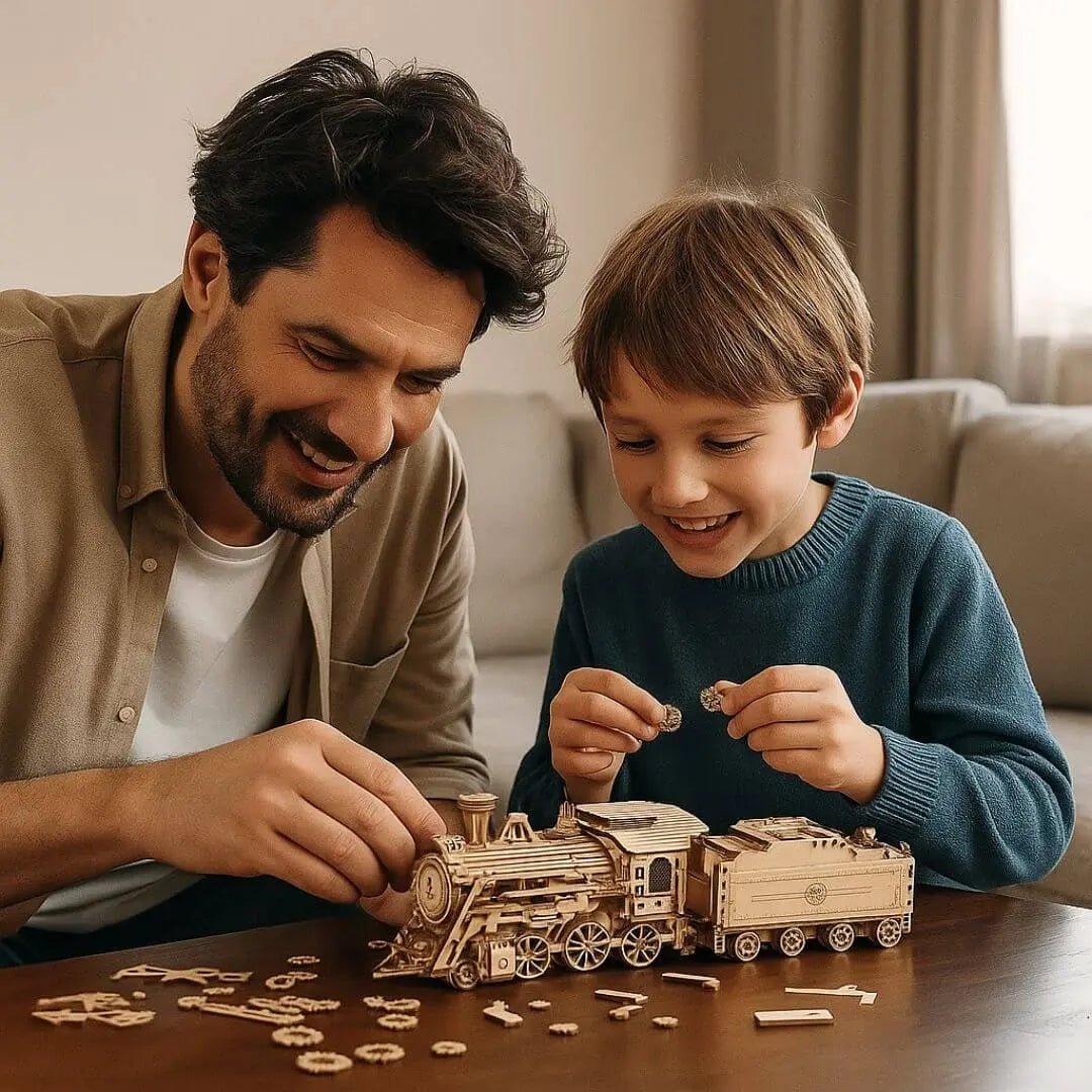 Puzzle 3D en Bois Locomotive Vintage - SteamExpress