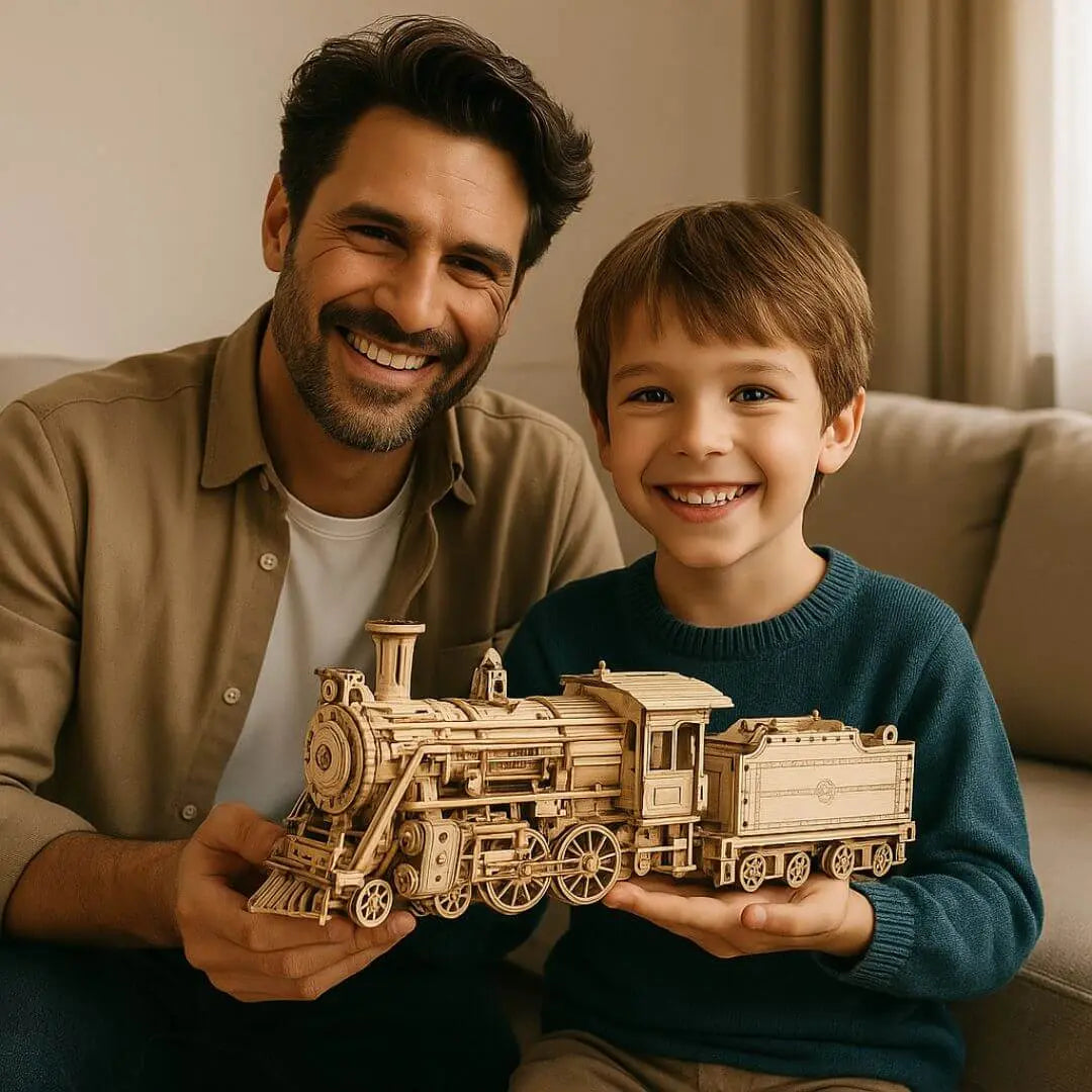 Puzzle 3D en Bois Locomotive Vintage - SteamExpress