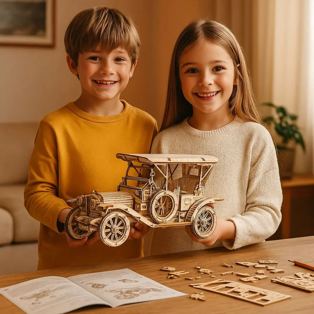Puzzle 3D en Bois Voiture Rétro - VintageCruise