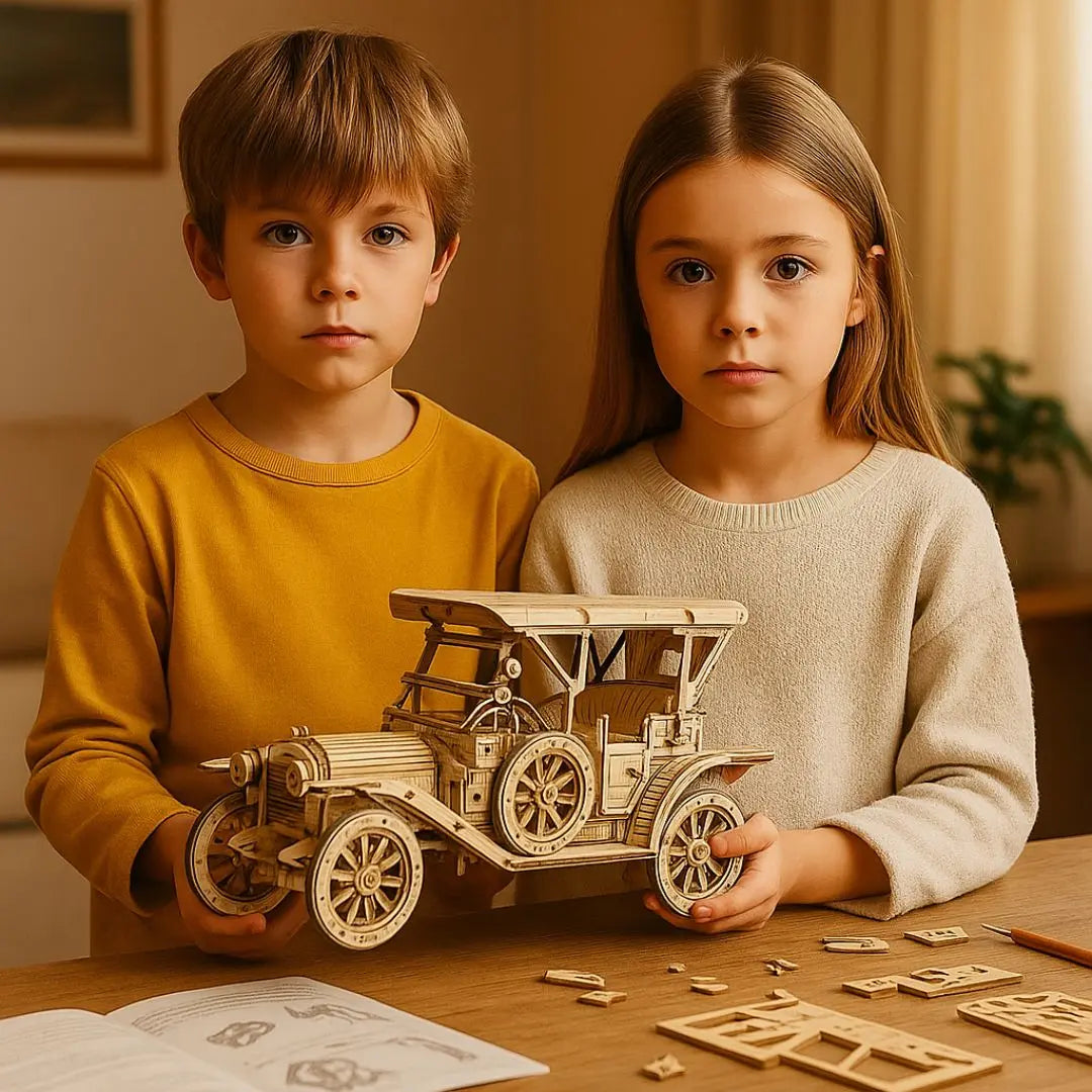 Puzzle 3D en Bois Voiture Rétro - VintageCruise
