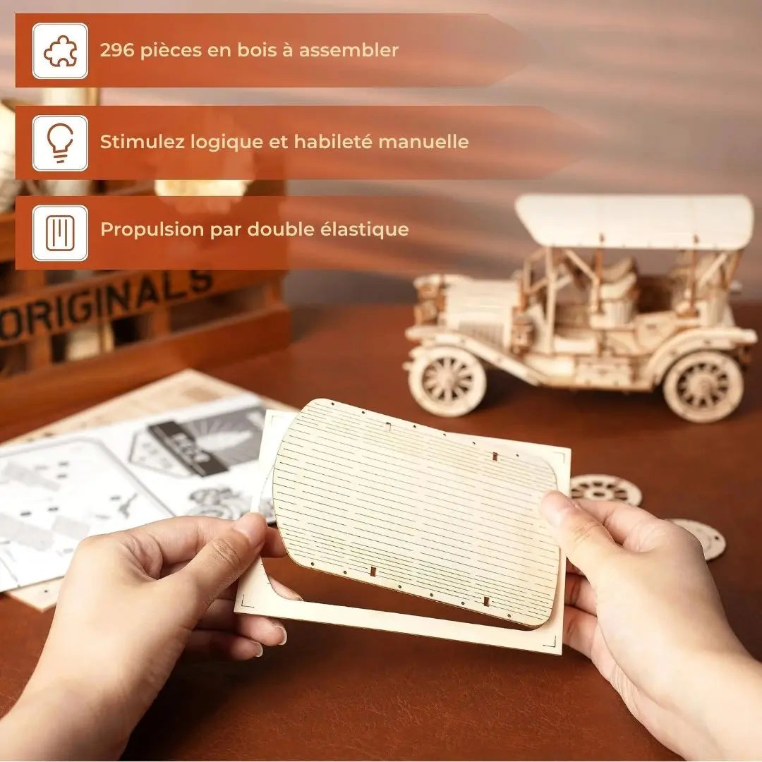 Puzzle 3D en Bois Voiture Rétro - VintageCruise