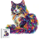 Puzzle Bois Chat Coloré