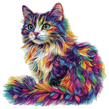 Puzzle Bois Chat Coloré