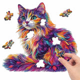 Puzzle Bois Chat Coloré