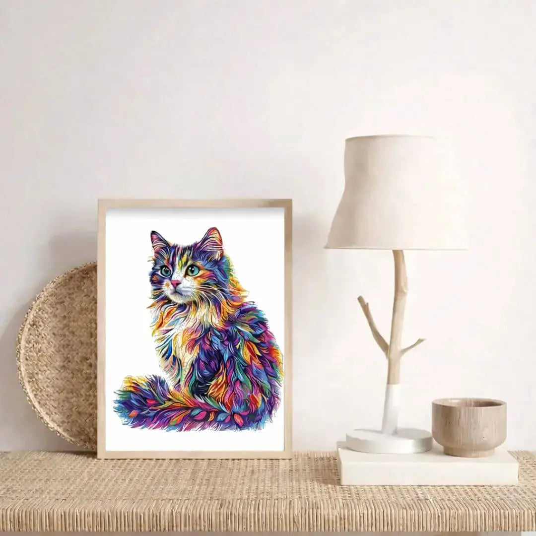 Puzzle Bois Chat Coloré
