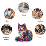 Puzzle Bois Chat Coloré
