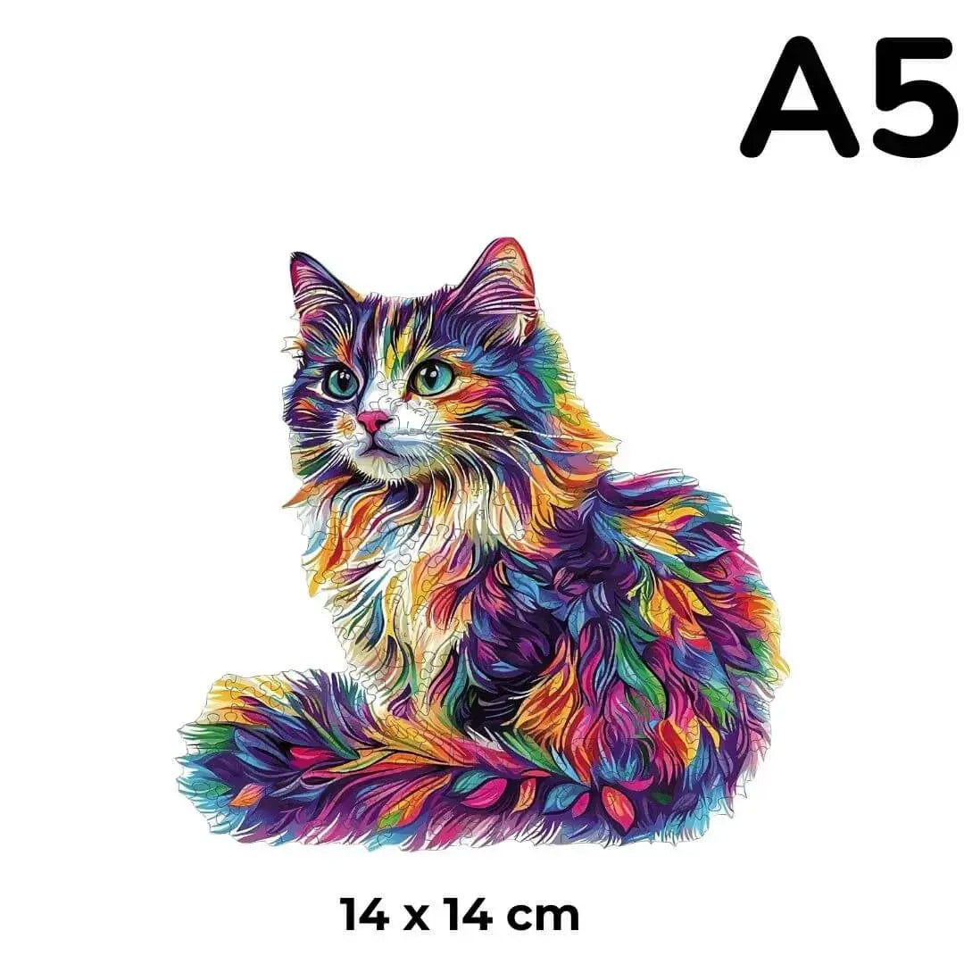 Puzzle Bois Chat Coloré