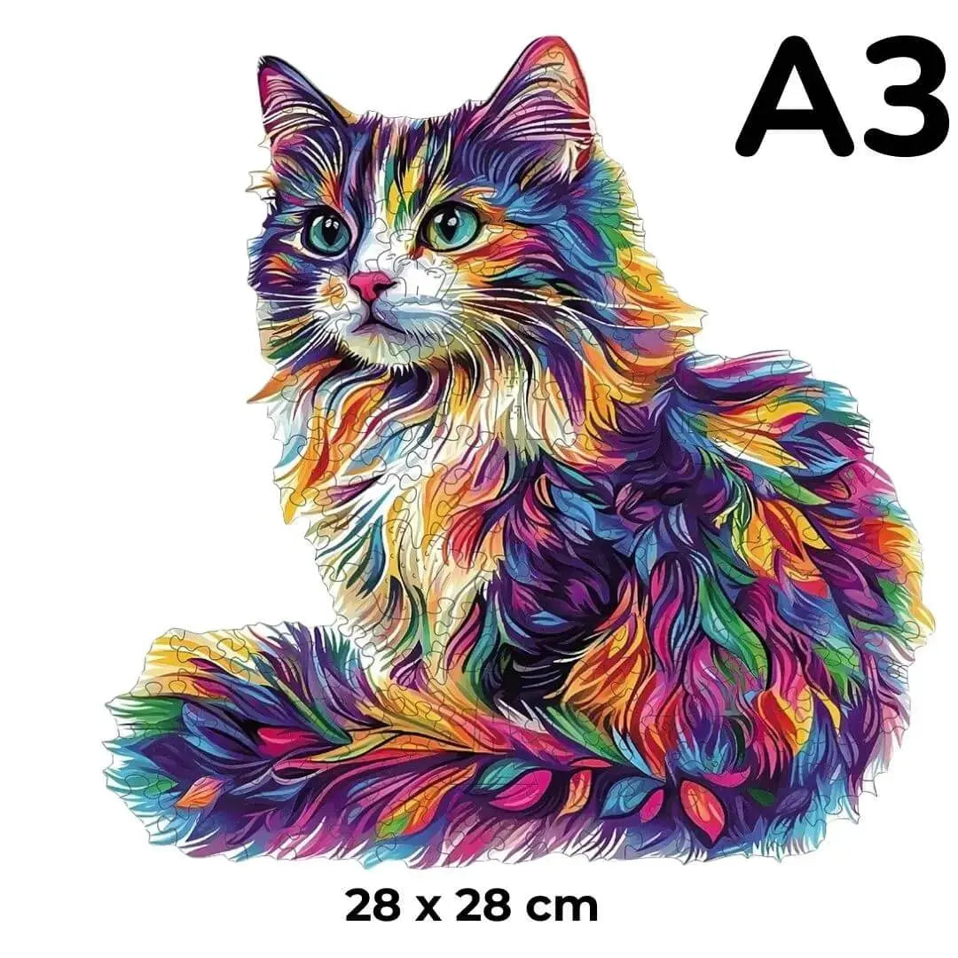 Puzzle Bois Chat Coloré