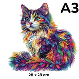 Puzzle Bois Chat Coloré