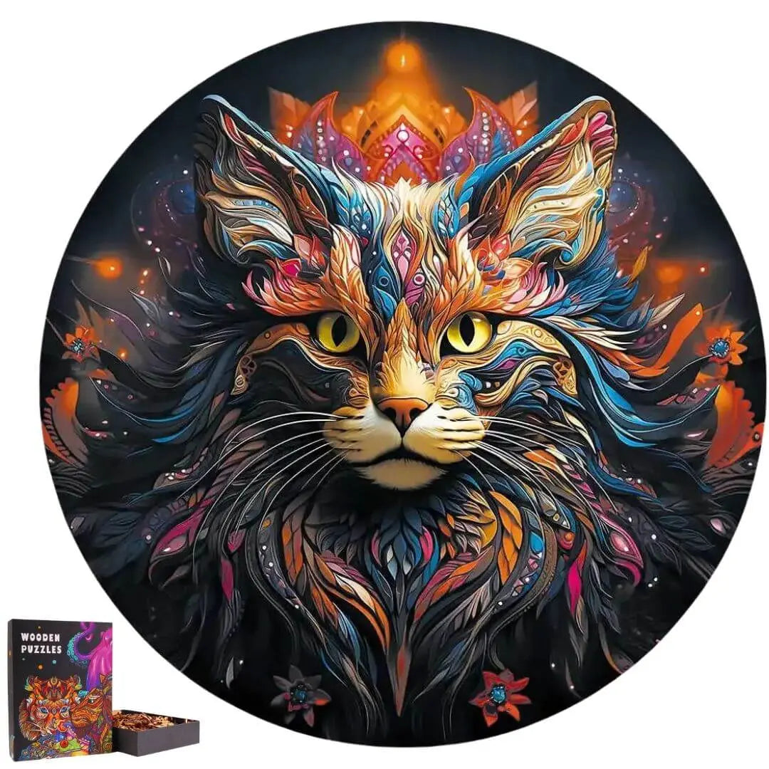 Puzzle Bois Chat Maine Coon Mystique