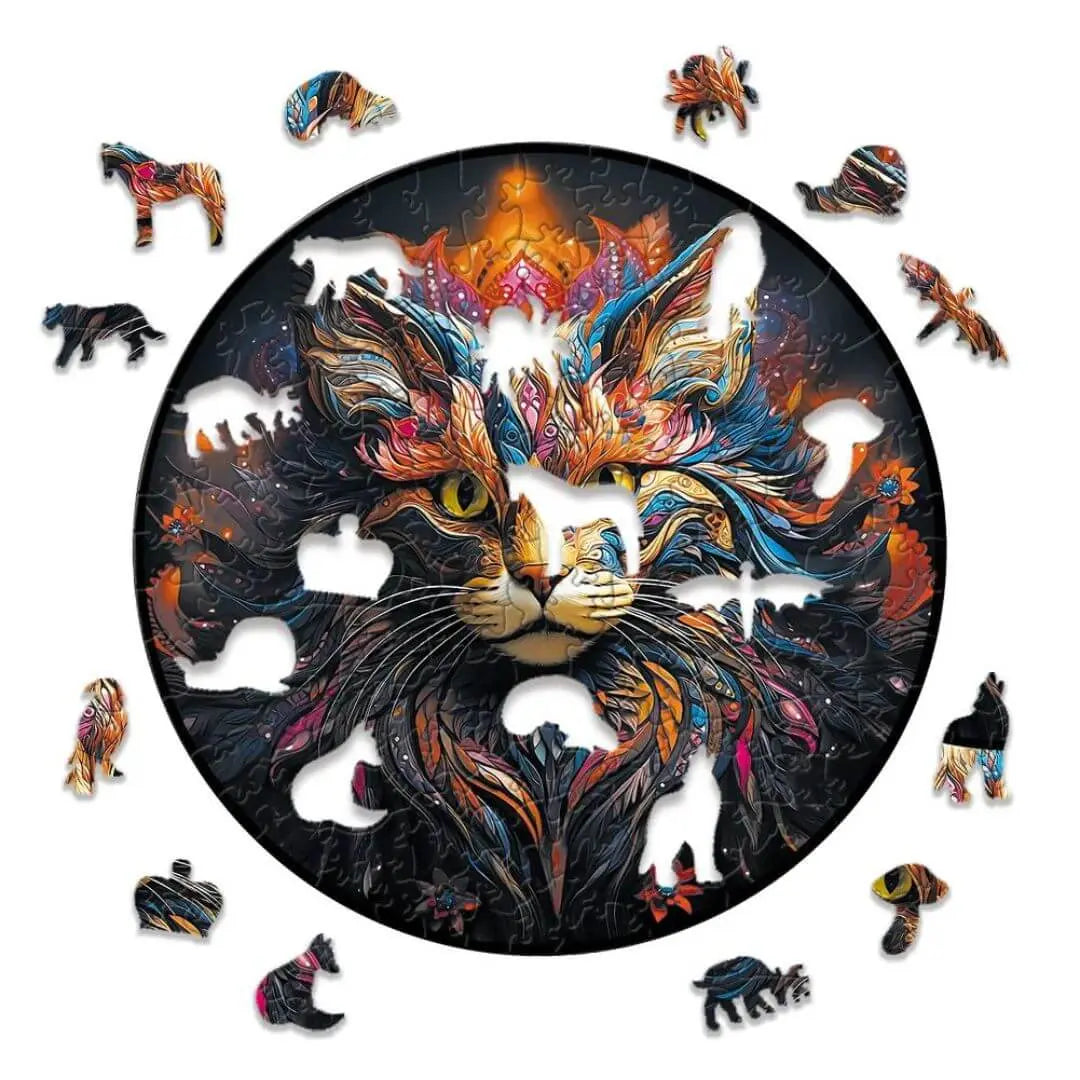 Puzzle Bois Chat Maine Coon Mystique