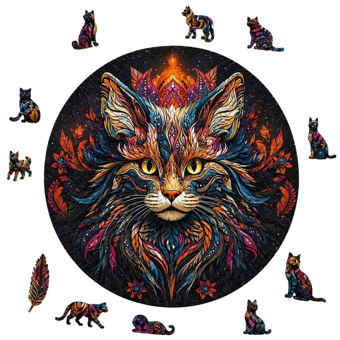 Puzzle Bois Chat Maine Coon Mystique