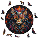 Puzzle Bois Chat Maine Coon Mystique