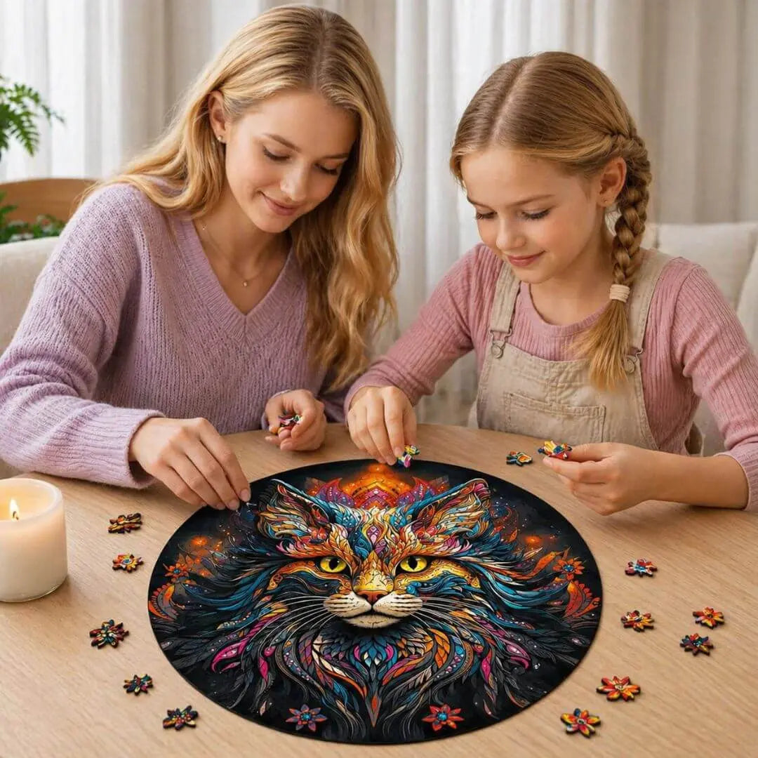 Puzzle Bois Chat Maine Coon Mystique