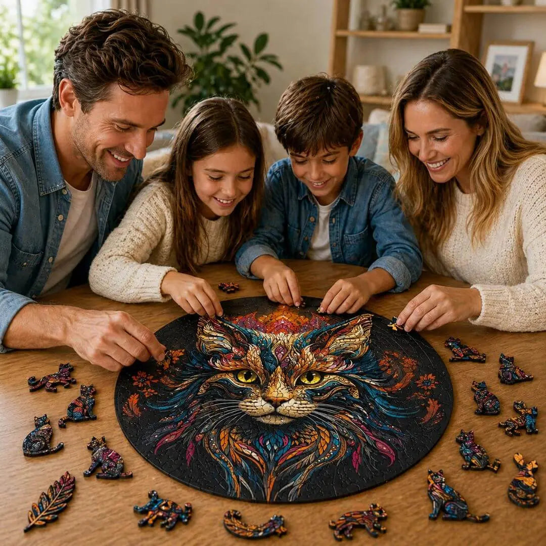 Puzzle Bois Chat Maine Coon Mystique