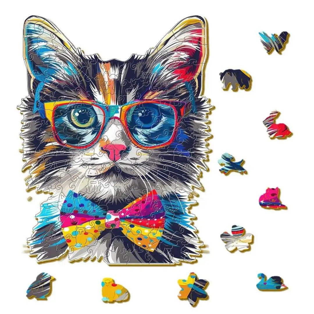 Puzzle Bois Chat avec Lunettes – SunCat