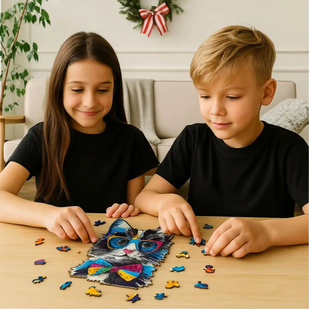 Puzzle Bois Chat avec Lunettes – SunCat