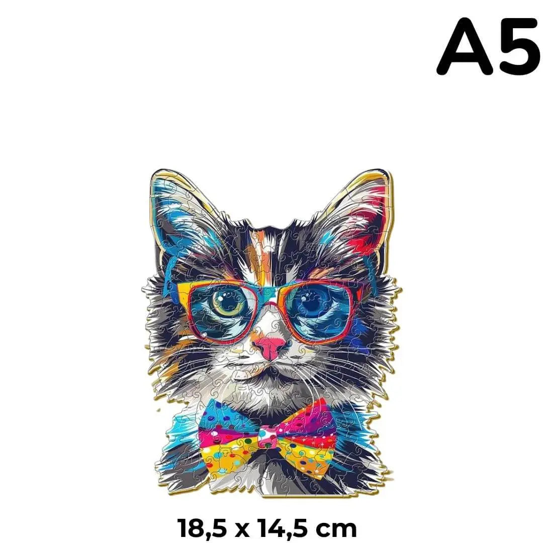 Puzzle Bois Chat avec Lunettes – SunCat
