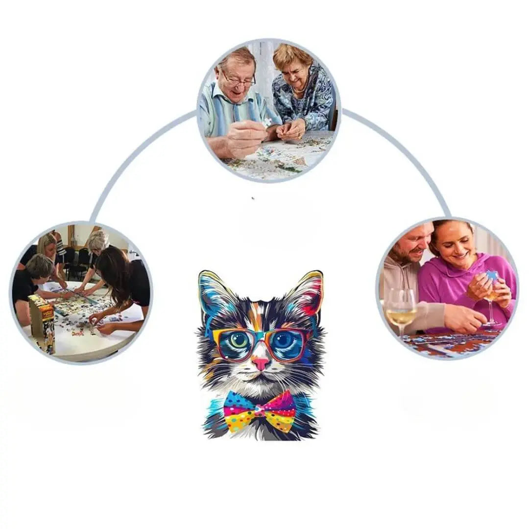 Puzzle Bois Chat avec Lunettes – SunCat