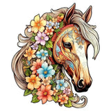 Puzzle Bois Cheval Fleuri