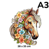 Puzzle Bois Cheval Fleuri