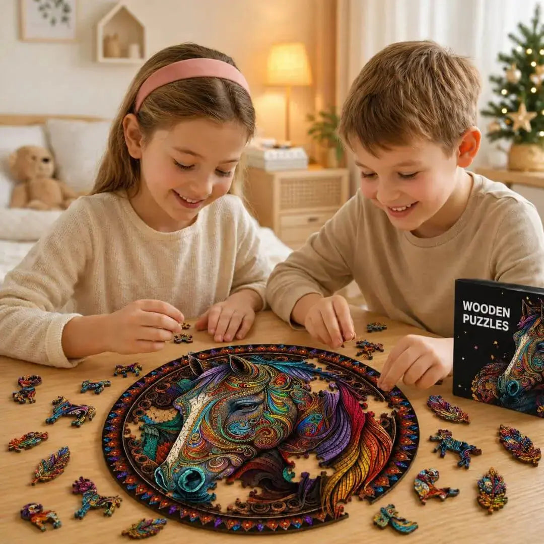 Puzzle Bois Cheval Mandala Coloré