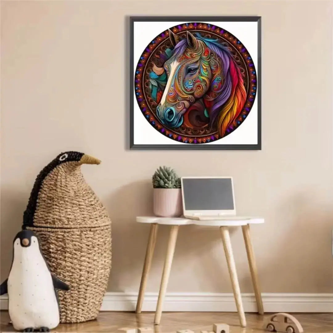 Puzzle Bois Cheval Mandala Coloré