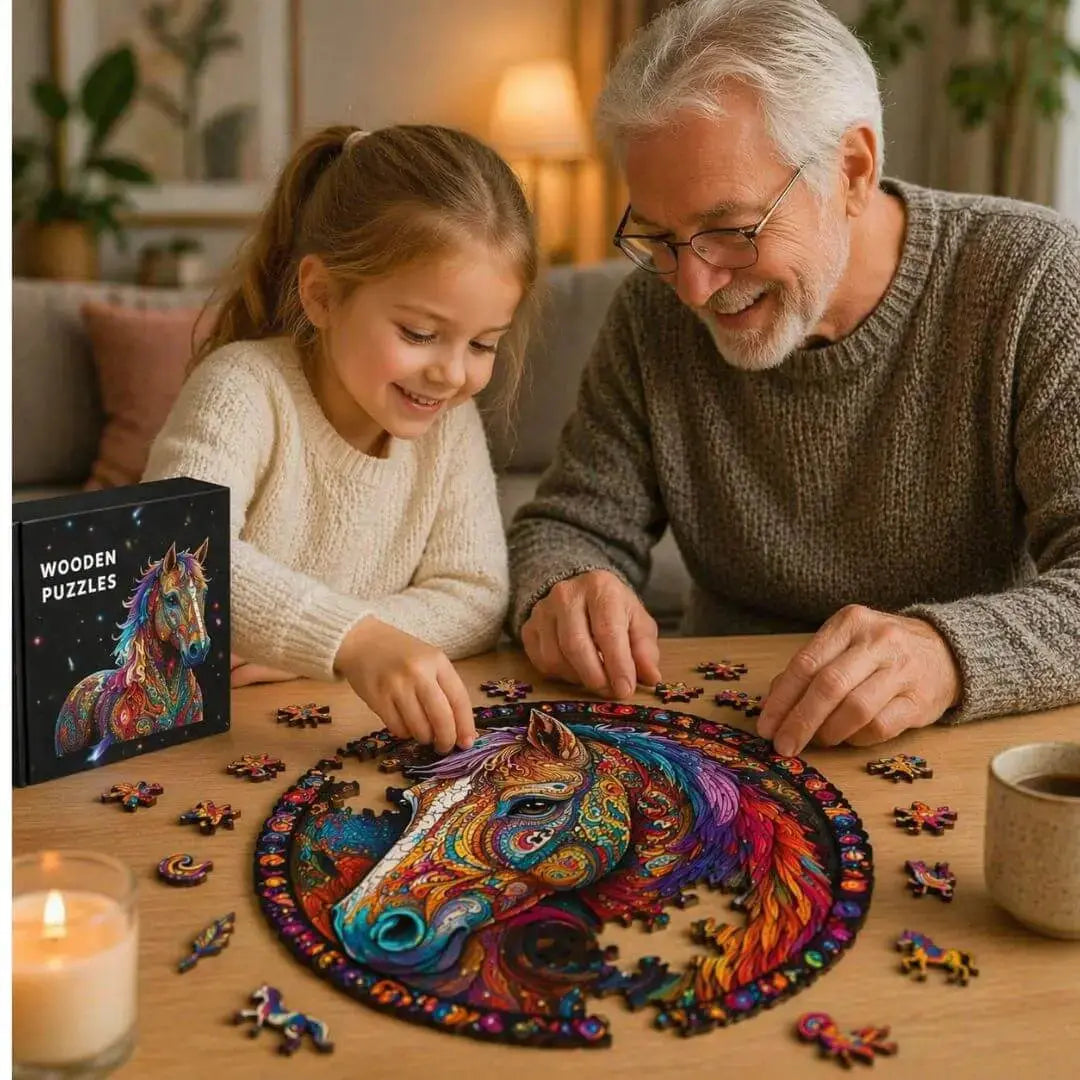 Puzzle Bois Cheval Mandala Coloré