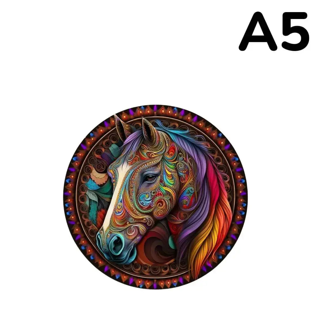 Puzzle Bois Cheval Mandala Coloré