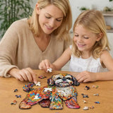 Puzzle Bois Chien Coloré Artistique