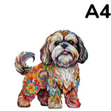 Puzzle Bois Chien Coloré Artistique