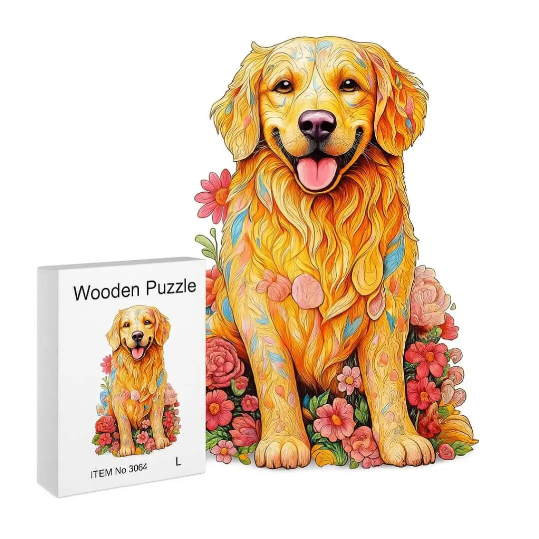 Puzzle Bois Chien Fleuri – DoggoJoy