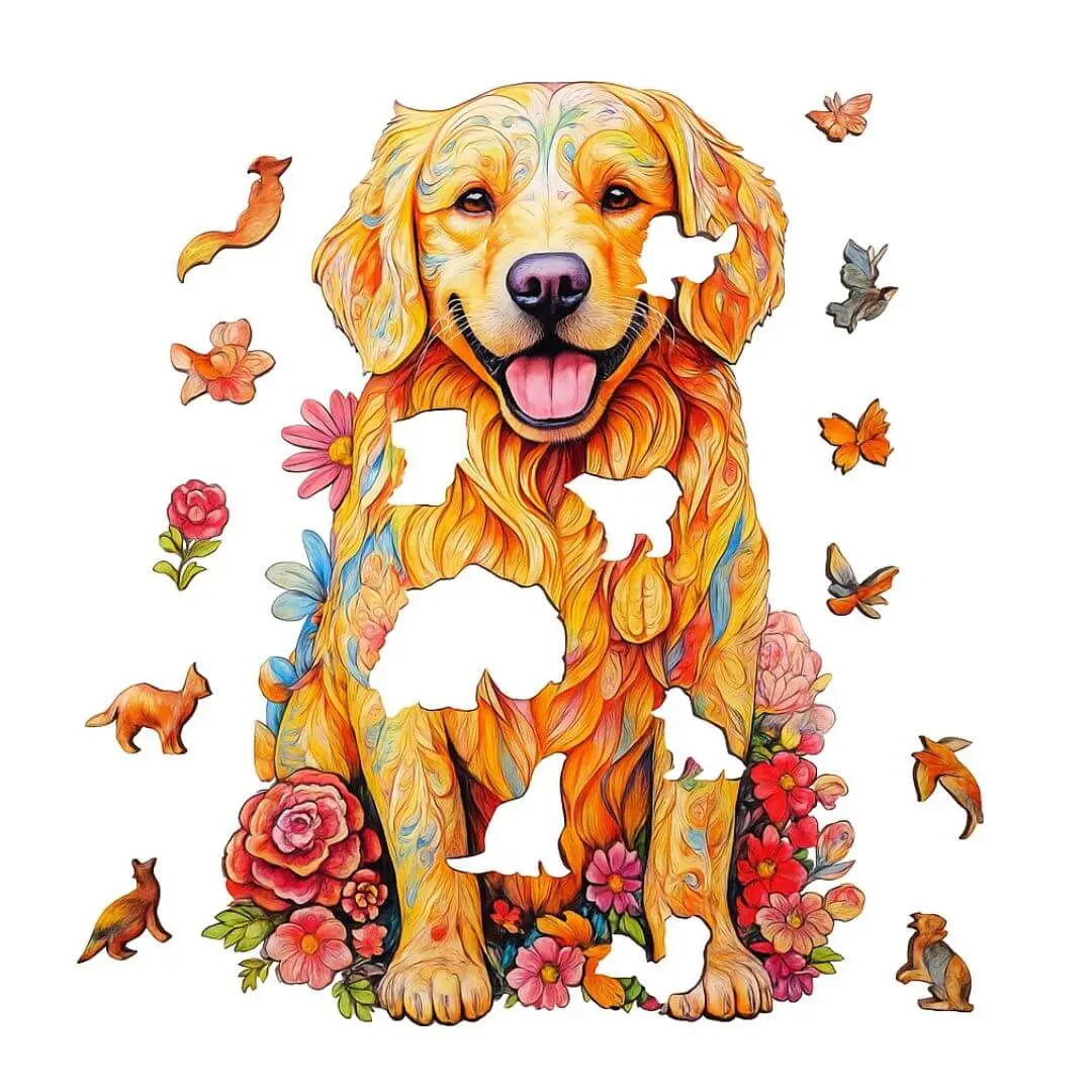 Puzzle Bois Chien Fleuri – DoggoJoy