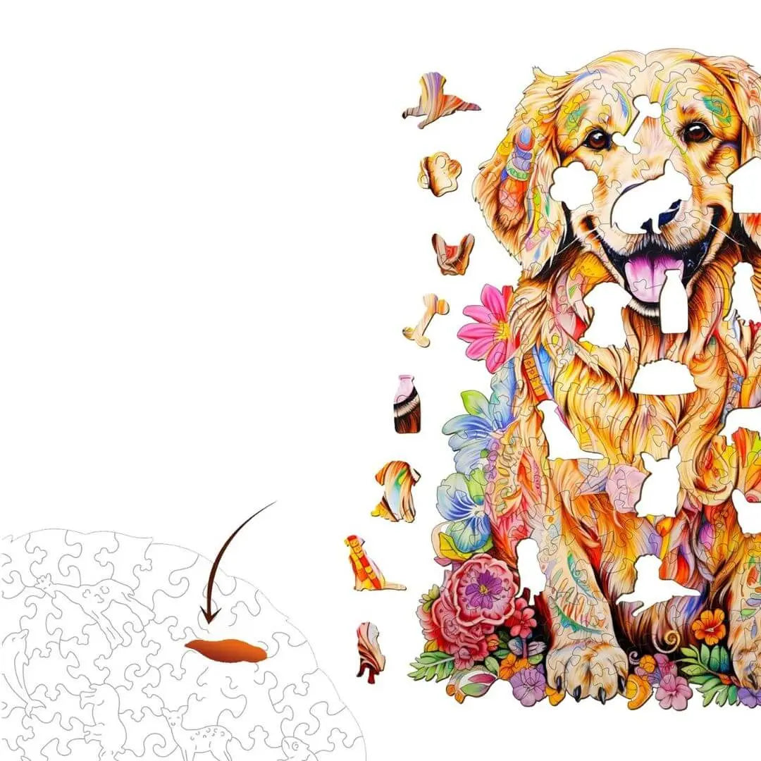 Puzzle Bois Chien Fleuri – DoggoJoy
