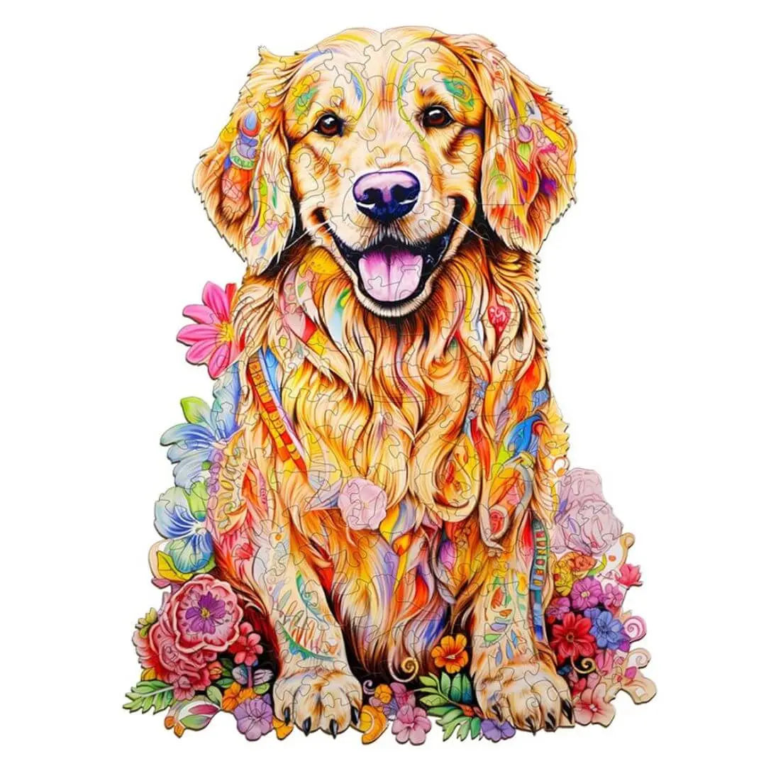 Puzzle Bois Chien Fleuri – DoggoJoy