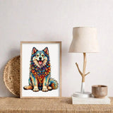 Puzzle Bois Chien Husky Coloré