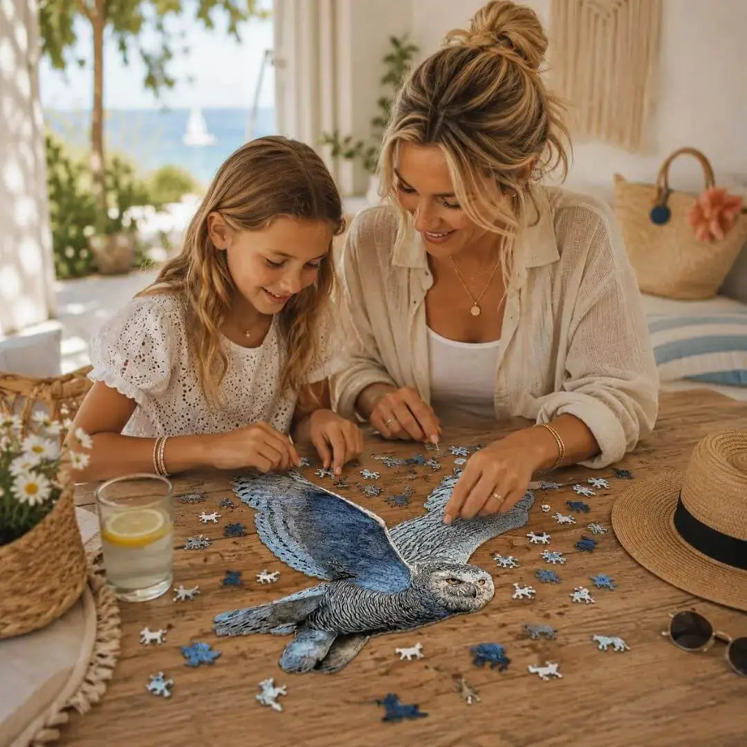 Puzzle Bois Chouette Polaire Élégante – Puzzle 2D Enfant & Adulte