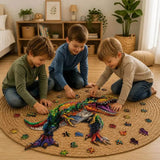 Puzzle Bois Dinosaure Coloré – Puzzle 2D à Assembler