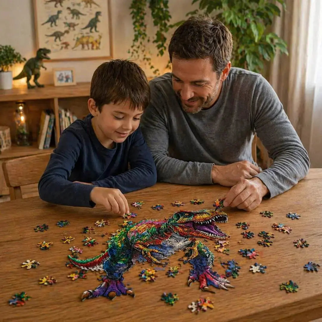 Puzzle Bois Dinosaure Coloré – Puzzle 2D à Assembler