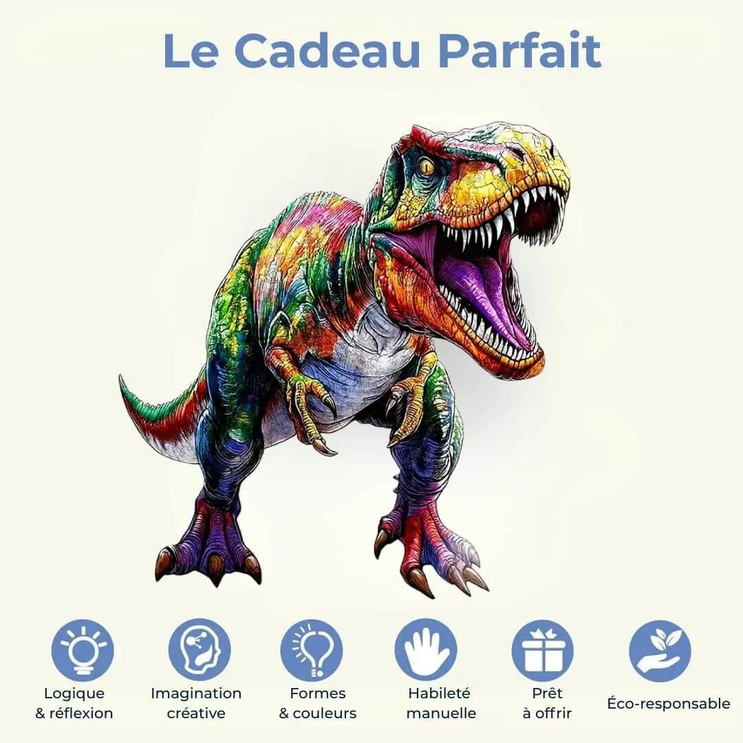 Puzzle Bois Dinosaure Coloré – Puzzle 2D à Assembler